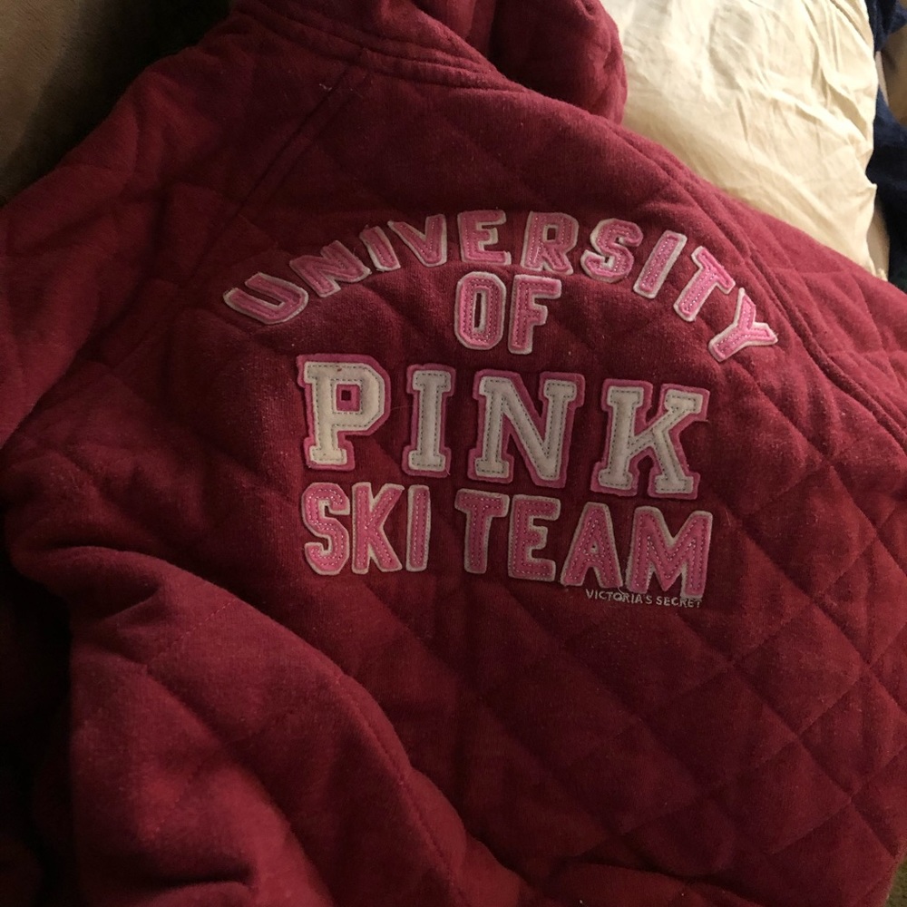 Pink Victoria secret pink winter jacket with fur